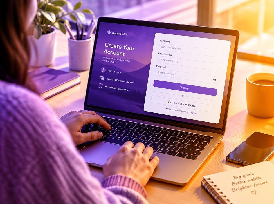 Registrierungsformular auf einem Laptop